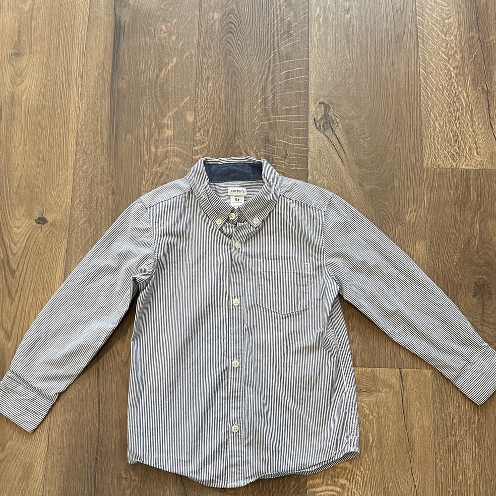 Boys Carter button down strip shirt.